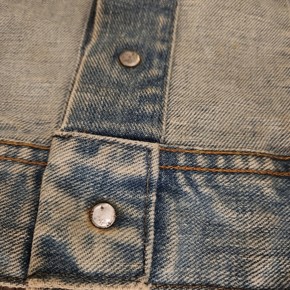 1970's Lee hand painted Pink Floyd distressed denim vest Mens M - Picture 7 of 17